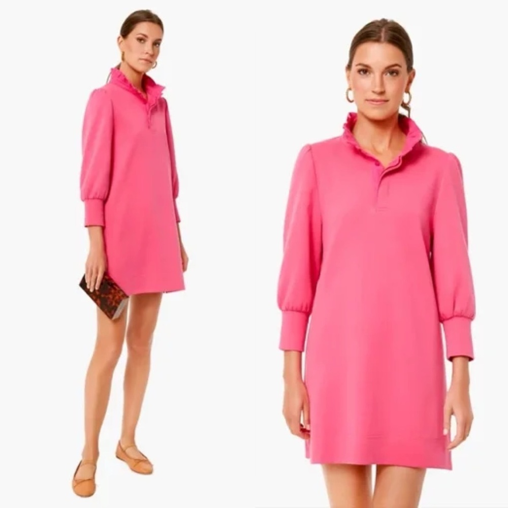 Tuckernuck Pomander Place Hot Pink Charlotte Terry Dress Size Large Ruffle
